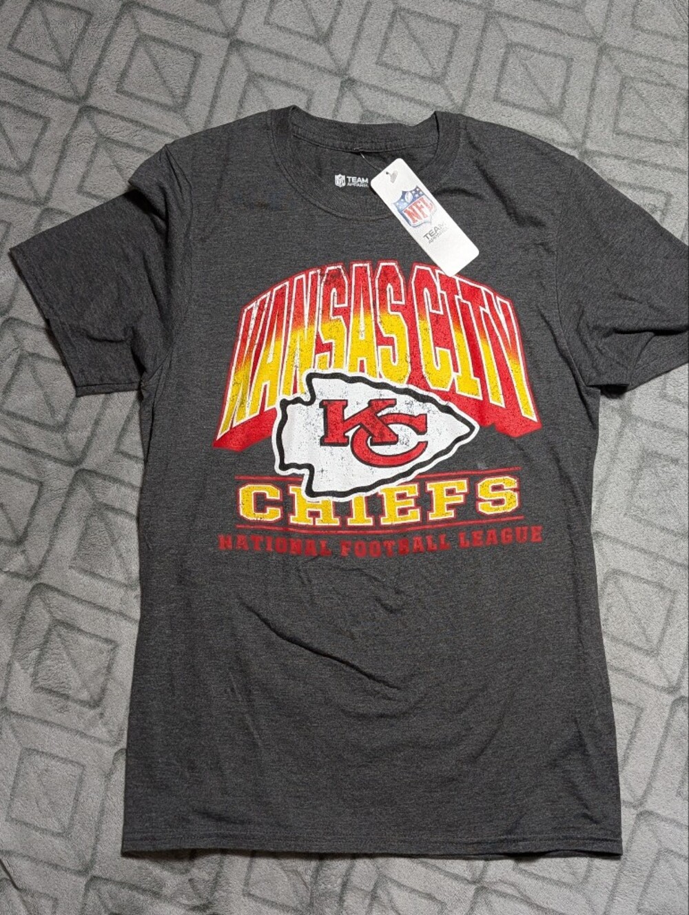 NFL Kansas City Chiefs Charcoal Tee with Red & Yellow Logo